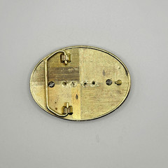 Vintage 1970s Masonic Freemason Belt Buckle Blue Gold Enamel Oval G Symbol