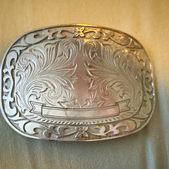 Men&rsquo;s Silver Tone Engraved Floral Western Belt Buckle Metal