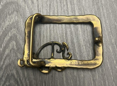 Vintage Dick Peck Belt Buckle Mens Brass Hammered Monogram JDM Signed 1976 70s