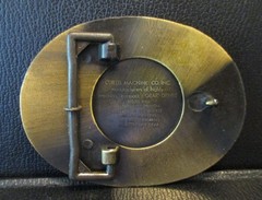 Curtis Machine Co Dodge City Kansas Early Lawman&rsquo;s Gear Brass Belt Buckle 1979