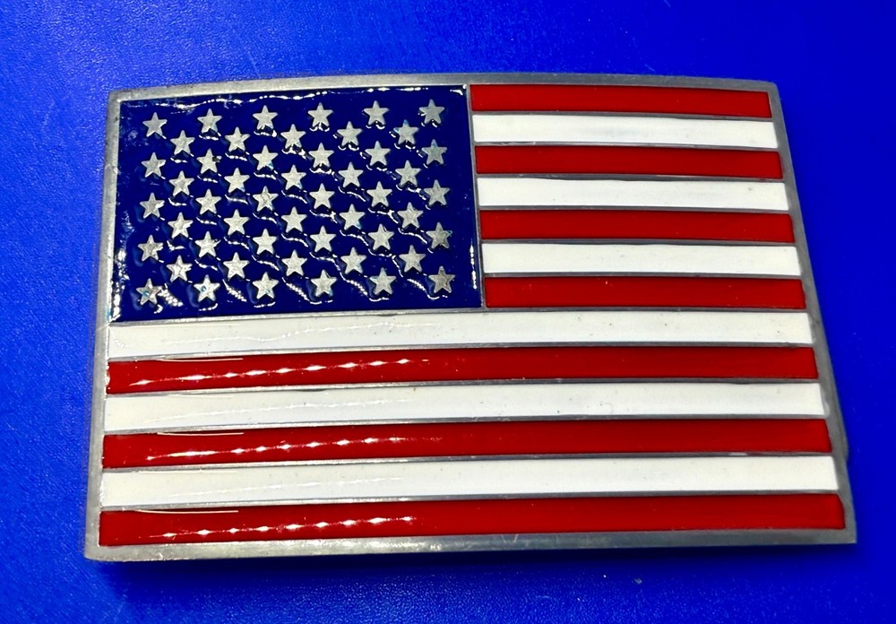 Patriots United States American Flag Star Strips Enameled Patriotic Belt Buckle