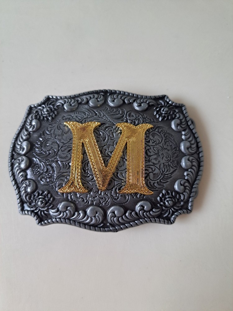 Western Belt Buckle Initial Letters ABCDEFG to Y-Cowboy Rodeo Large Belt..
