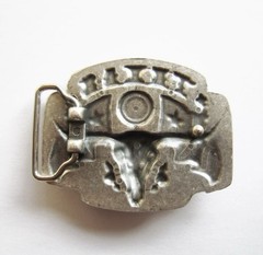 State of Texas Flag Belt Buckle Longhorn Bull Skull