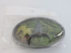 New Skull Bull Steer Cow Belt Buckle Green Camo Background in Package