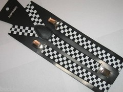 Black and White Checkered SUSPENDERS Adjustable Retro Cool Wedding