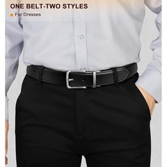 BULLIANT 1pc Men&rsquo;s 32&Prime;-34&Prime; Reversible Belt Adjustable 1.25&Prime; Cut For Fit 2 Side