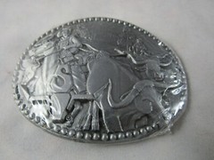 Vintage ADM Zee Series Cowboy Long Horn Steer Design Metal Belt Buckle