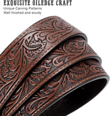 Cowboy Belts for Men Women Western Buckle Belt Cowboy Cowgirl Embossed Leather B