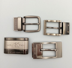 Lot of 4 Mens Assorted Designer Brands Chrome Metal Silver Belt Buckles