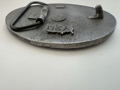 U.S. Marines Belt Buckle Pewter & Red Enamel Vintage United States Marine Corps