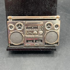 Buckle Boom Box Double Cassette Radio DJ Ghetto Blaster Belt Buckle Silver Brown