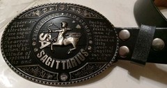 SAGITTARIUS BELT BUCKLE AND BELT NEW BEACON ACCESSORIES 36.5&Prime; BLACK