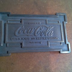 Coca-Cola Vintage Brass Belt Buckle KB100 Bronze Clamp Closure Logo 1.5&Prime;