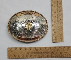 1987 – SCSA – 25-27 – shooting – GERMAN SILVER – BELT BUCKLE – listing # 9564