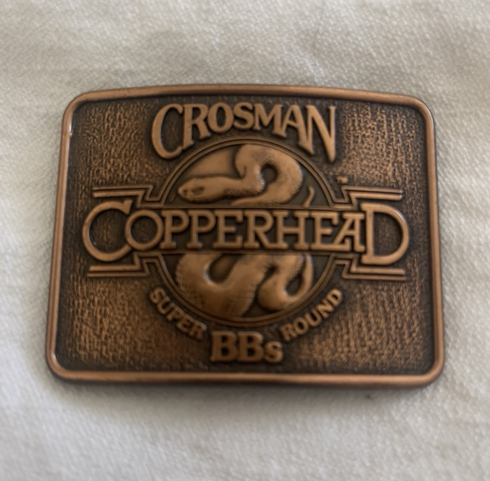 Crosman Copperhead Metal Belt Buckle Embossed Logo vintage 1.5&Prime; 70’s