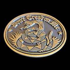 Don&rsquo;t Tread On Me Biker Belt Buckle Gadsden Flag & Snake Antique Bronze Finish