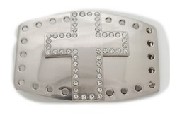 Men Buckle Silver Metal Texas Cross Cowboy Western Bling Fashion Style Bis Size