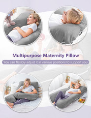 Pregnancy Pillow, U Shaped Pregnancy Body Pillow with Zipper Removable Cover (Gr