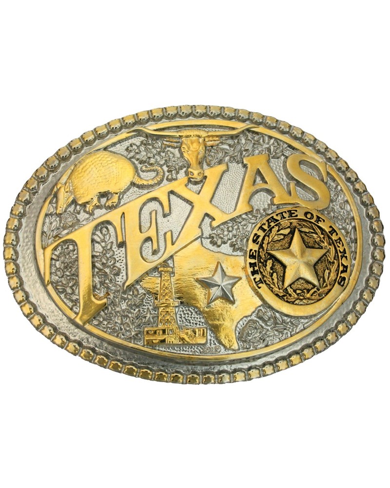 Montana Silversmiths Unisex Two-Tone Texas State Heritage Attitude Belt Buckle –