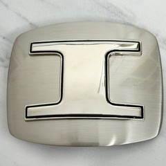 I Letter Initial Monogram Silver Tone Belt Buckle 3.16&Prime; x 2.78&Prime;