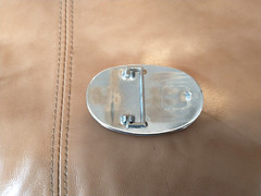 +Ornate Silver Belt Buckle w/Black & Brown Stone+
