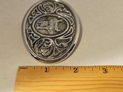 Vintage Avon Silver Saddle Belt Buckle Western Floral Scrollwork Cowboy 1970s