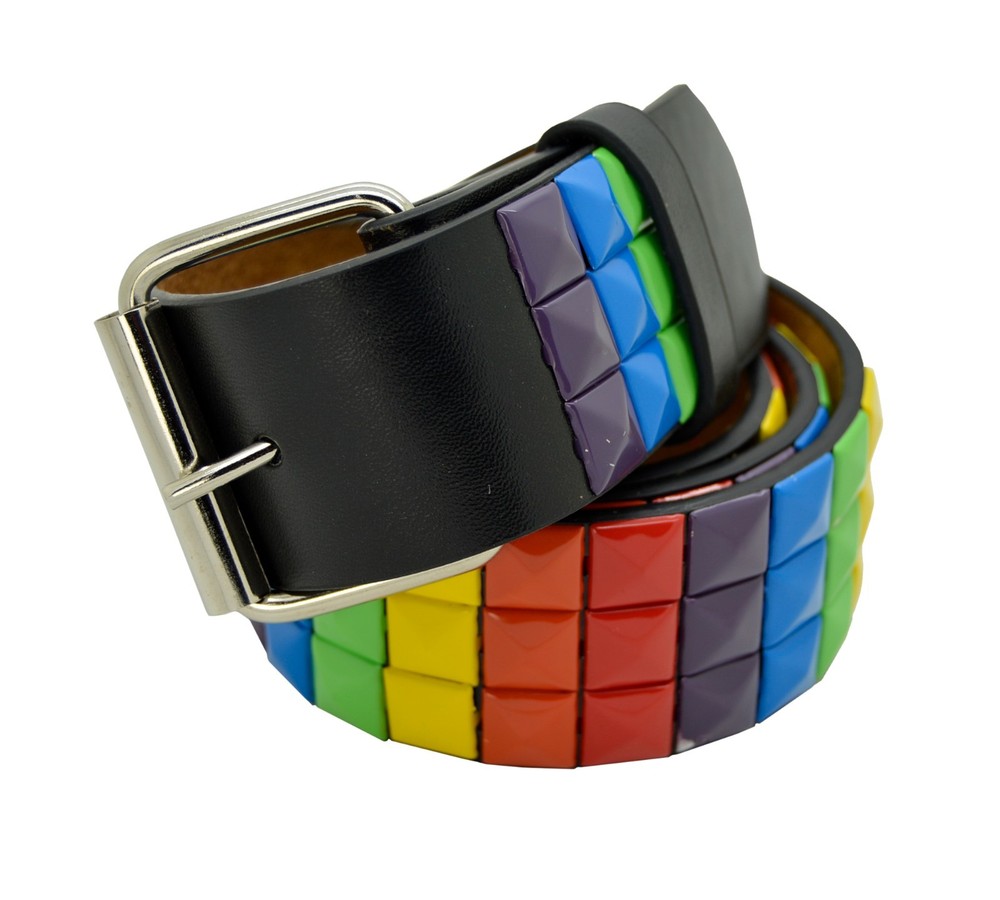 Punk Rock Rivet Metal Faux Leather Rainbow Studded Belt