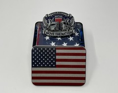 Trucker Belt Buckle Gift Set with 12 x 18 Inch American Flag – Patriotic Buckles