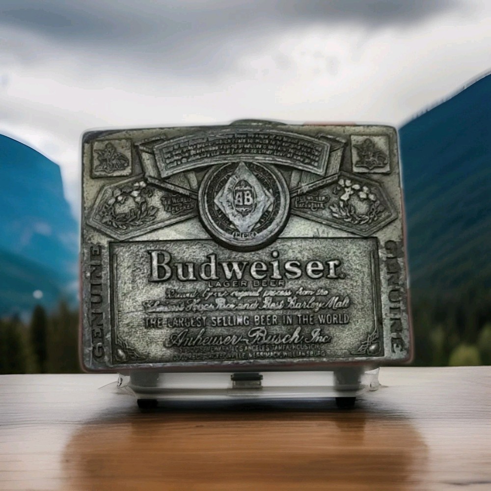 Vintage Indiana Metal Craft Anheiser Busch Budweiser Beer Belt Buckle