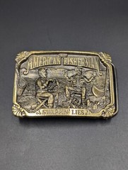 Western Belt Buckle American Fisherman Swappin Lies Made in the USA