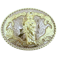 WMG Western St Jude Belt Buckle Gold Silver Saint Jude San Judas Cowboy Buckle