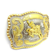 Stunning Western Bull Rider Belt Buckle – Large 5.5&Prime;x4&Prime; Alloy Metal Cowboy Rode