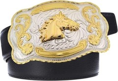 Western Rodeo Gold Tone Large Horse Head Fashion Vintage Cowboy Buckle