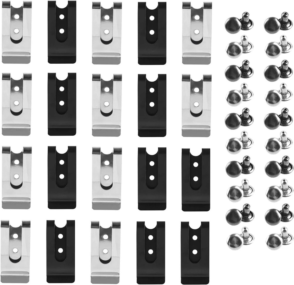 20 Pcs Buckle Spring Hook Belt Clip Holster Sheath Belt Clip Metal Mini Double H