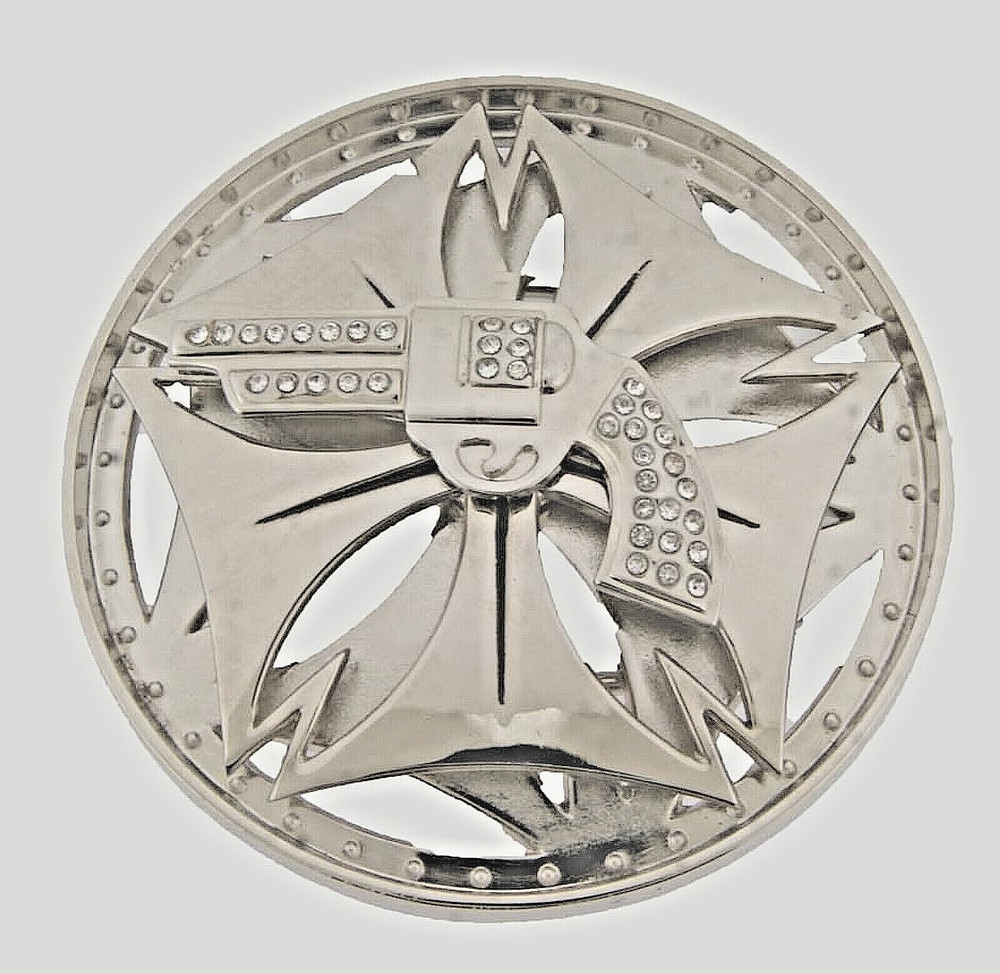 Gun Belt Buckle Vintage Spinners Silver Metal Men Women Western Rodeo Cowboy