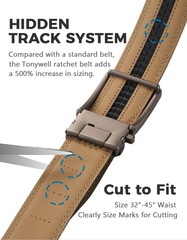Tonywell Men&rsquo;s 32&Prime; to 45&Prime; Waist Available, Brown/White Belt Gold Buckle