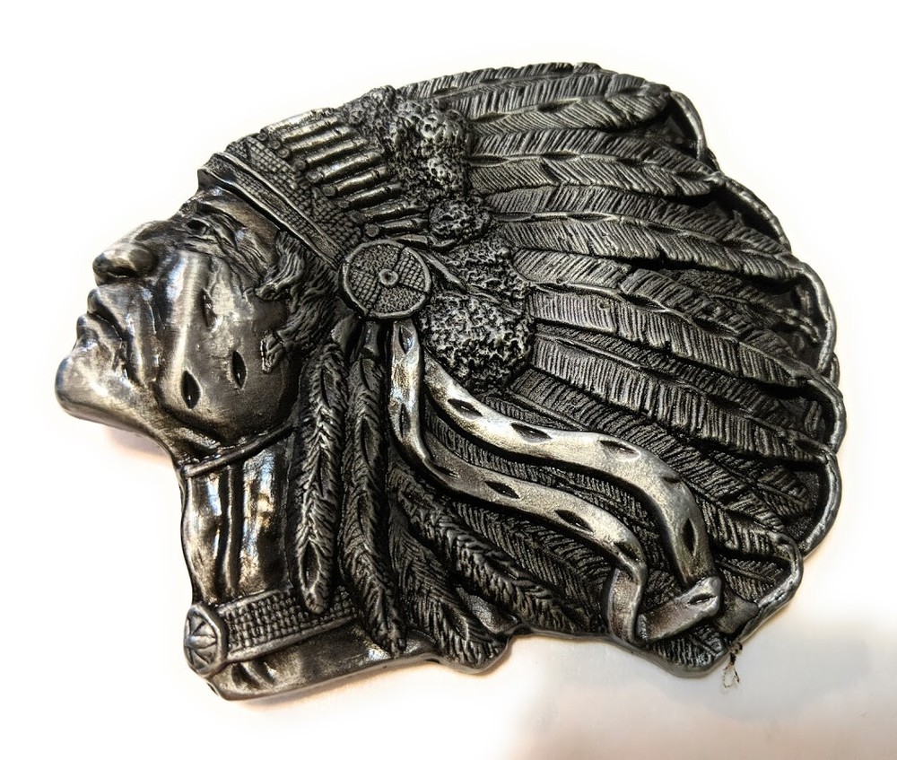 ✖ HQ WESTERN Indian Chief Native Cowboy Rodeo Style Belt Buckle Heritage USA
