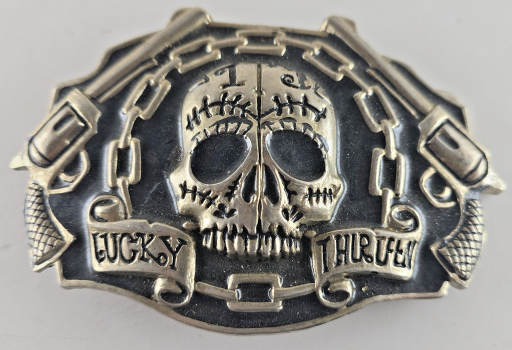 Rare Men&rsquo;s/Women’s Silver Metal Skull Western Belt Buckle