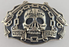 Rare Men&rsquo;s/Women’s Silver Metal Skull Western Belt Buckle