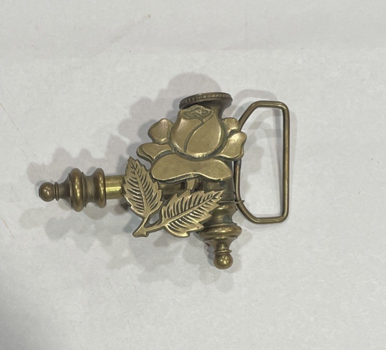Solid Brass Vintage 1970s Tobacco Pipe Belt Buckle