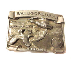 Vintage Pewter belt buckle Mallards Waterfowl USA limited edition