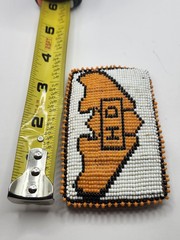 Harley Davidson Beaded Belt Buckle Mens Orange White Leather Western HD Logo