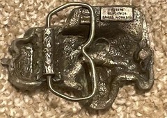 Vintage 1978 70s « 4×4 » 3D Pewter Jeep Bergamot Brass Works Belt Buckle J-39 READ