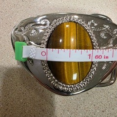 Belt Buckle Unisex Silver Chrome, Tigers Eye Stone Western Boho, EUC