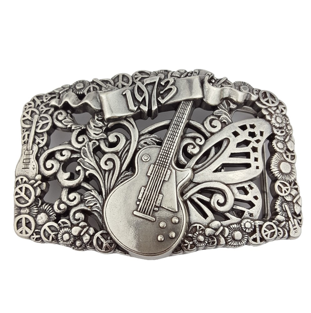 Guitar, Butterfly, Peace and Daisy Belt Buckle