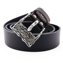 German silver pin belt buckle Runic, Classic frame buckle for 1.5 inch belt
