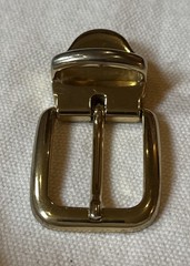 Unisex Gold Tone Belt Buckle Made In Italy With Leather Clip