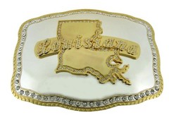 State of Louisiana MAP US Trophy Belt Buckle Western Rodeo Cowboy HEAVY BULKY