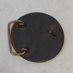 Mid America Trucking Show Brass Belt Buckle VTG Round 18 Wheeler Hard To Find