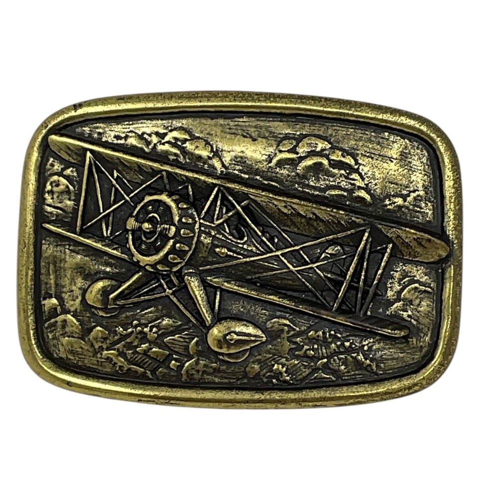 Biplane Airplane Belt Buckle Avon Mens Pilot Aeronautical Vintage Collectible
